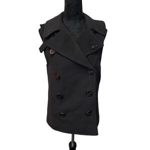 R13 Woman's Wool Vest Black Anchor buttons Lined Small